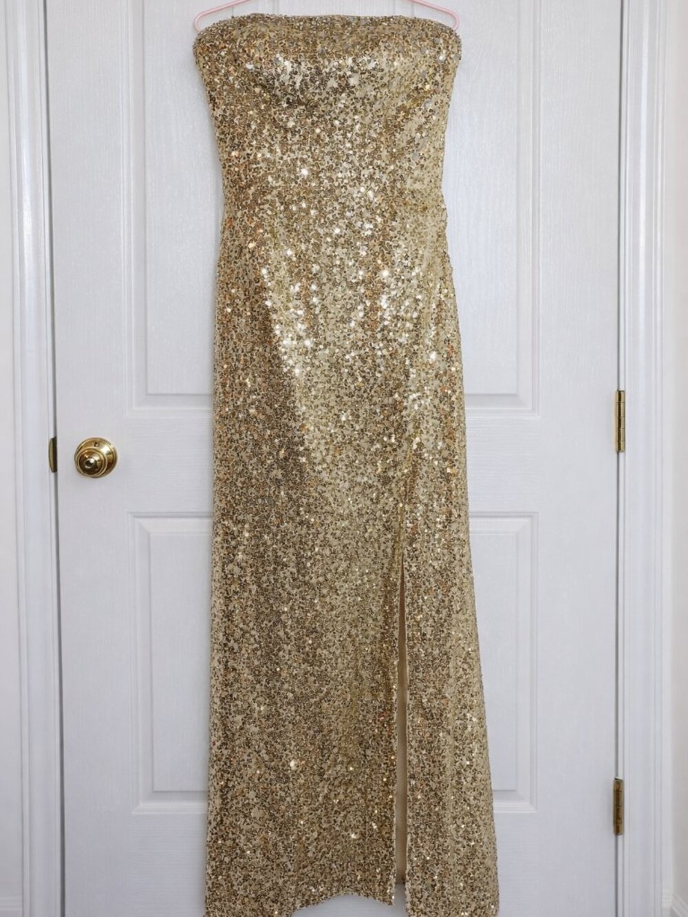 Women's Strapless Gold Sequin Formal Dress - Size 4